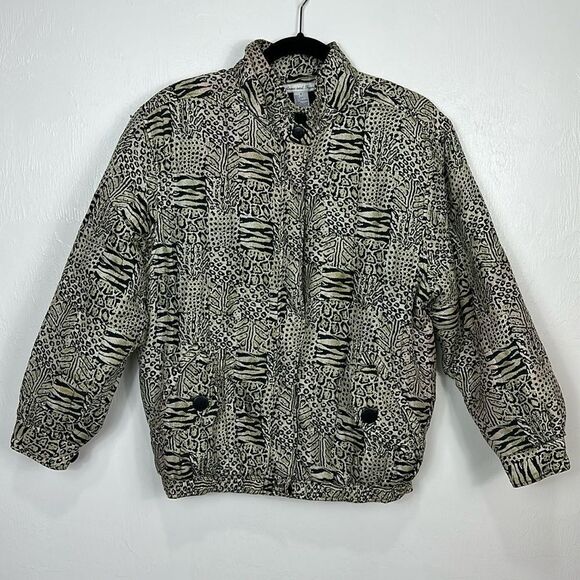 Anna And Frank Vintage Silk Animal Print Puffer Quilted Jacket Size S - Picture 1 of 10